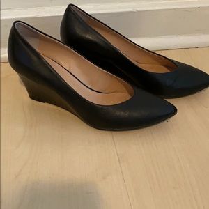Franco Sarto black leather wedges.
